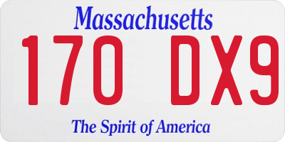 MA license plate 170DX9