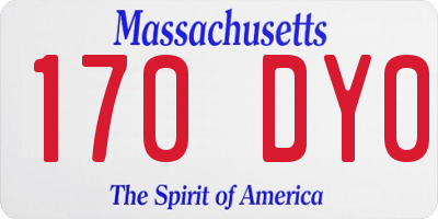 MA license plate 170DY0