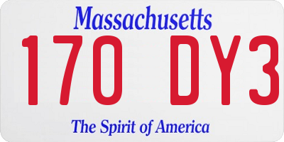 MA license plate 170DY3