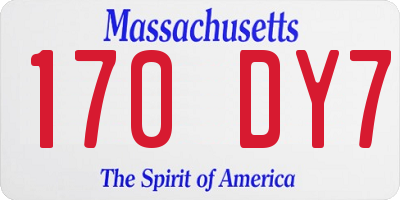 MA license plate 170DY7