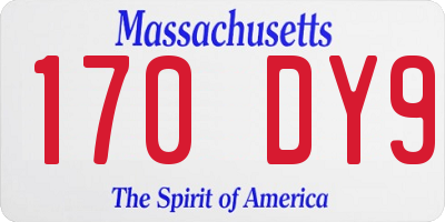 MA license plate 170DY9