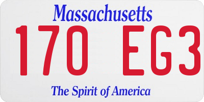 MA license plate 170EG3