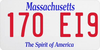 MA license plate 170EI9