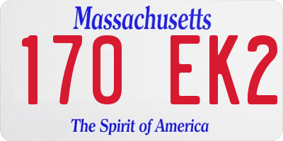 MA license plate 170EK2