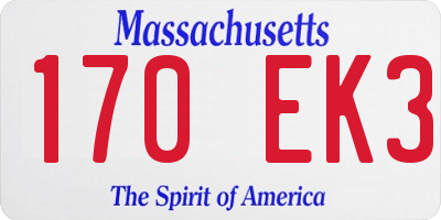 MA license plate 170EK3