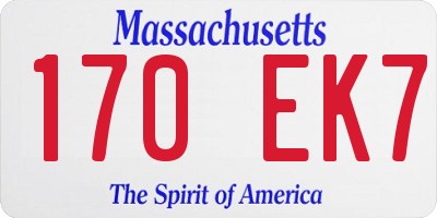 MA license plate 170EK7