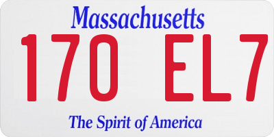MA license plate 170EL7