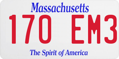 MA license plate 170EM3