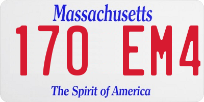 MA license plate 170EM4