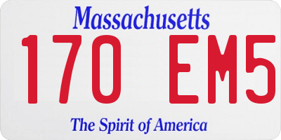 MA license plate 170EM5