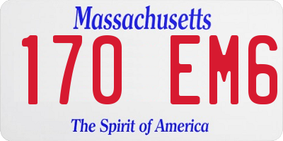 MA license plate 170EM6