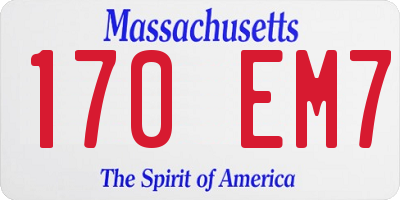 MA license plate 170EM7