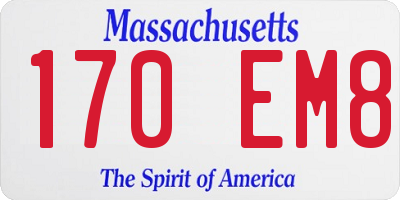 MA license plate 170EM8