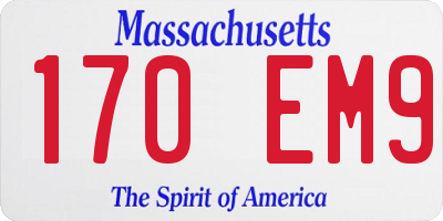 MA license plate 170EM9