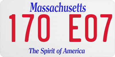 MA license plate 170EO7