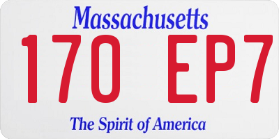 MA license plate 170EP7