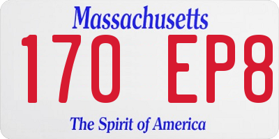 MA license plate 170EP8