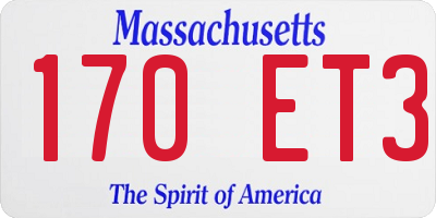 MA license plate 170ET3