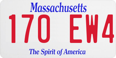 MA license plate 170EW4