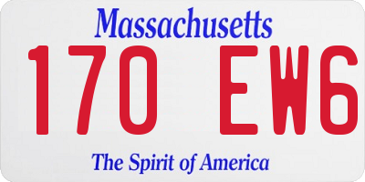 MA license plate 170EW6