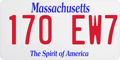 MA license plate 170EW7
