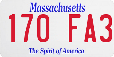 MA license plate 170FA3