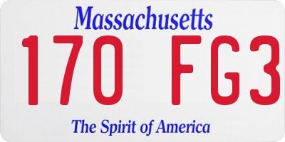 MA license plate 170FG3