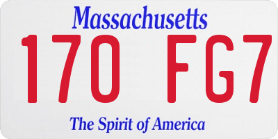 MA license plate 170FG7