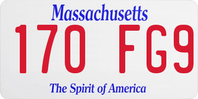 MA license plate 170FG9