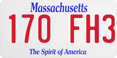 MA license plate 170FH3