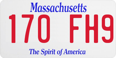 MA license plate 170FH9