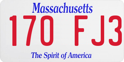 MA license plate 170FJ3
