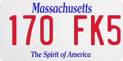 MA license plate 170FK5