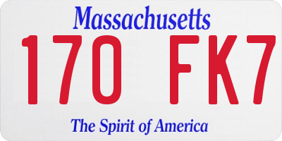 MA license plate 170FK7
