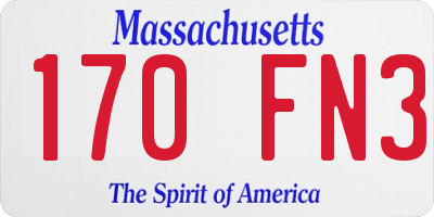MA license plate 170FN3