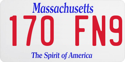 MA license plate 170FN9