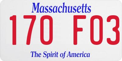 MA license plate 170FO3