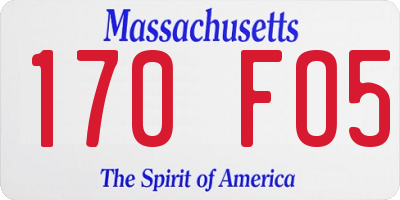 MA license plate 170FO5