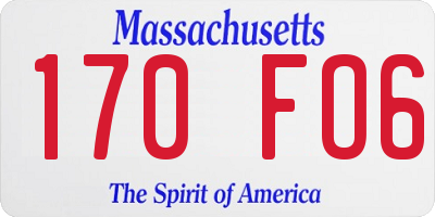 MA license plate 170FO6