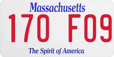 MA license plate 170FO9
