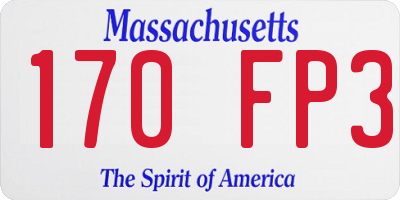 MA license plate 170FP3