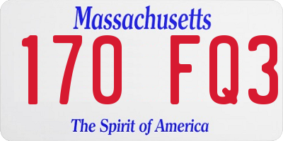 MA license plate 170FQ3