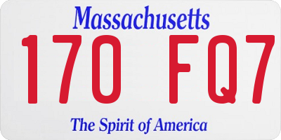 MA license plate 170FQ7