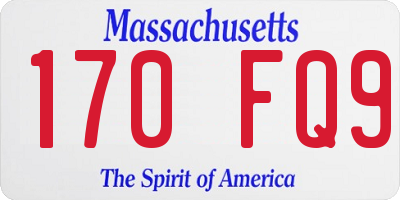 MA license plate 170FQ9