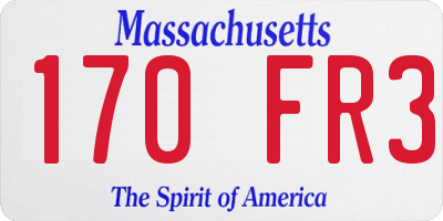 MA license plate 170FR3