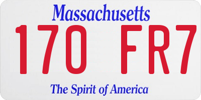 MA license plate 170FR7