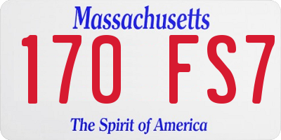 MA license plate 170FS7