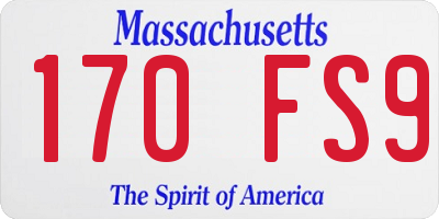 MA license plate 170FS9