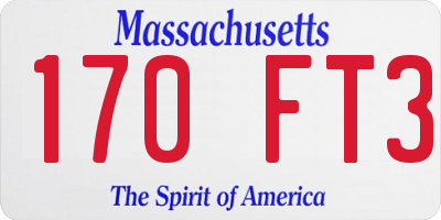 MA license plate 170FT3