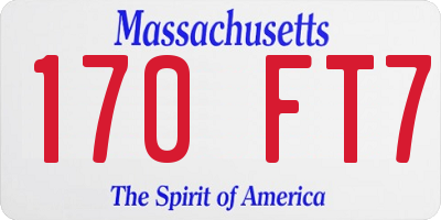 MA license plate 170FT7